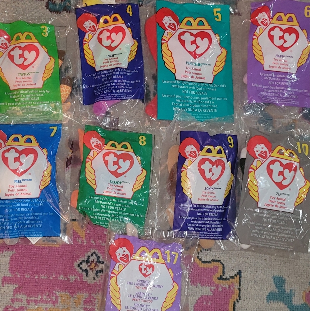 VINTAGE MCDONALDS TY TEENIE BEANIE BABIES 1993,2000 Bags sealed°°°°°